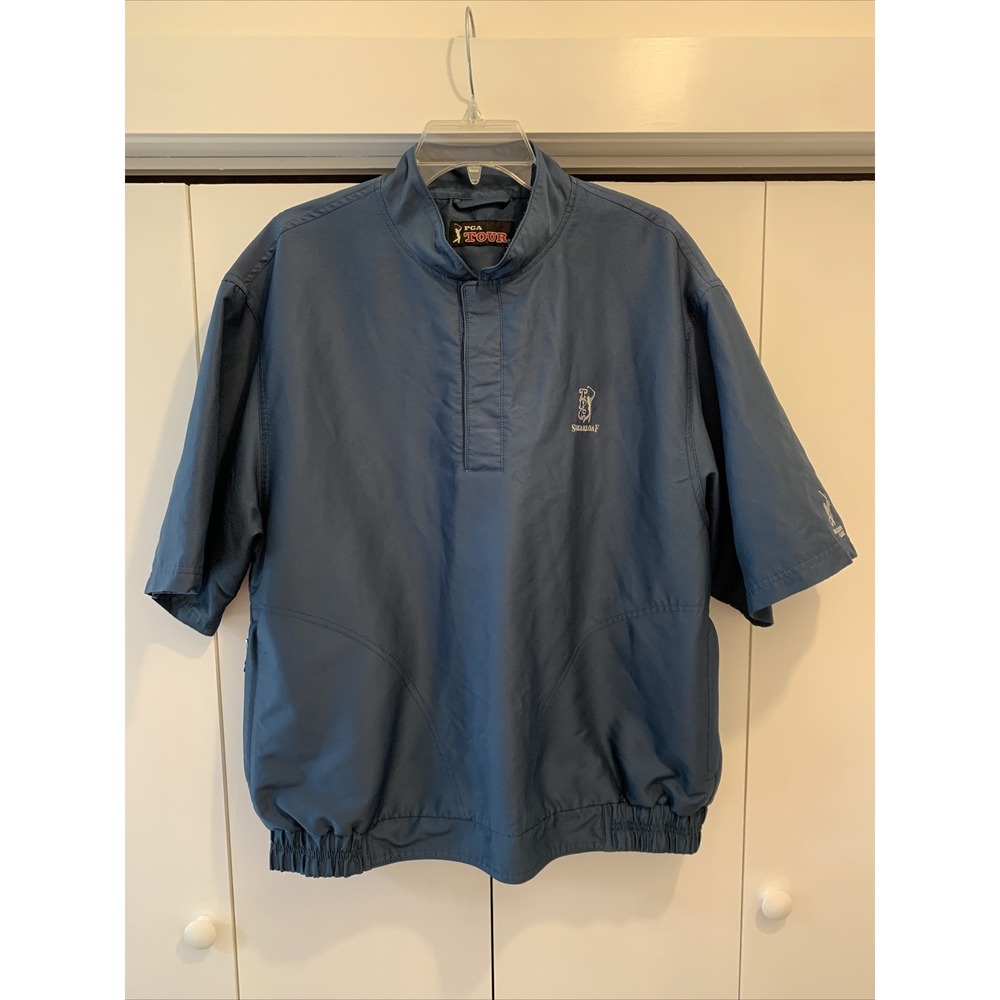 PGA TOUR TPC Sugarloaf 1/4-Button Short Sleeve Golf‎ Pullover/Windbreaker Sz M/L